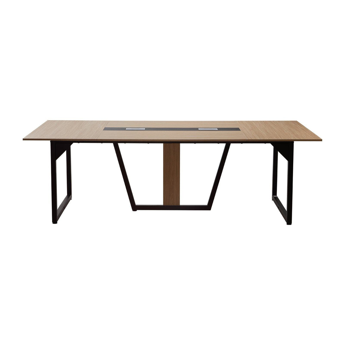 Conference Table, 8 ft Office Meeting Table for 10 Person, Modern Rectangle Seminar Desk with Metal Legs, Large Meeting Desk Ideal for Office, Boardroom, Conference Room, Easy Assembly, Brown