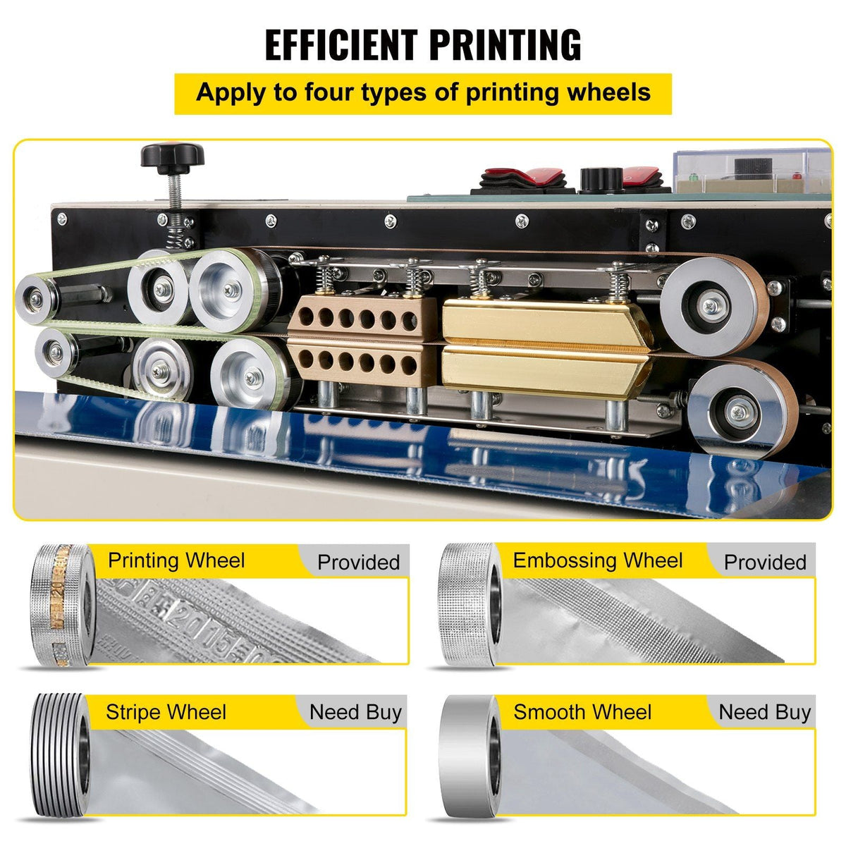 Continuous Band Sealer, 0.24-0.6 in/6-15 mm Seal Width, FR900 110V/60Hz Horizontal Sealing Machine, Band Heat Sealer with Digital Temperature Control for PVC Membrane Bag Film