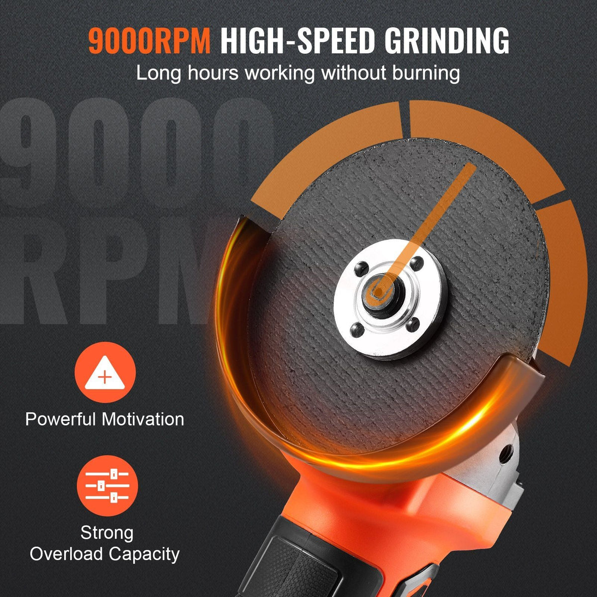 Cordless Angle Grinder Kit For 4-1/2'' 9000 rpm, Cordless Electric Grinder Power with 20V Fast Charger for Cutting, Polishing, Grinding, Rust Removal