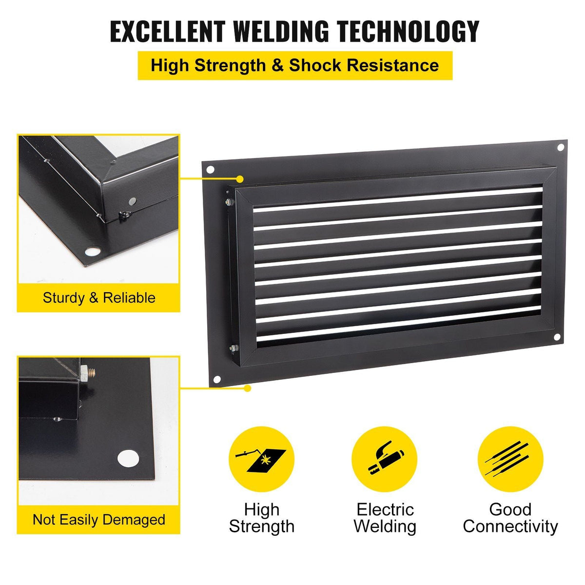 Crawl Space Flood Vent, 12" Height x 20" Width Foundation Flood Vent, to Reduce Foundation Damage and Flood Risk, Black, Wall Mounted Flood Vent,for Crawl Spaces,Garages & Full Height Enclosures
