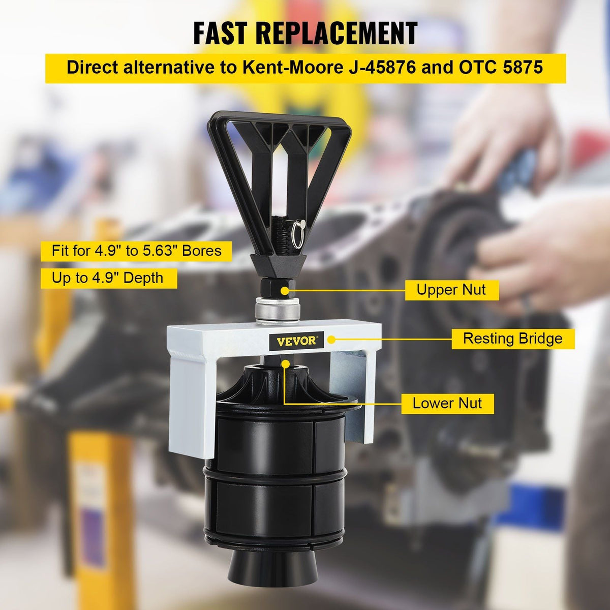 Cylinder Liner Remover, Fit for 4.9" to 5.63" Bore, Compatible with Detroit Diesel 60 Series 12.7L & 14L and MTU S2000 Engines, Sturdy 45# Steel Liner Puller for Auto Repair