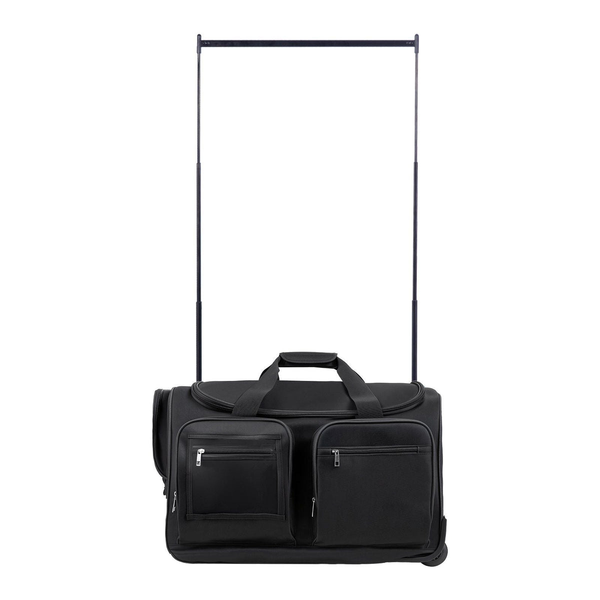 Dance Bag with Garment Rack, 23 Inch Rolling Dance Duffel, with Wheels, USB Port, Height Adjustable Clothes Rack, Privacy Protection Curtain, Ideal for Travel and Competitions, Matte Black