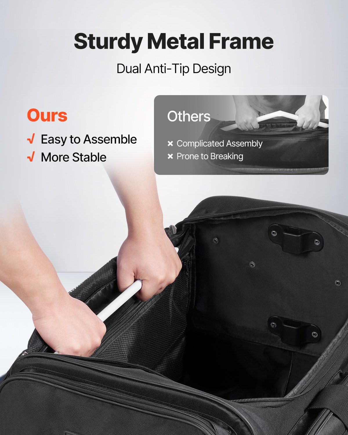 Dance Bag with Garment Rack, 23 Inch Rolling Dance Duffel, with Wheels, USB Port, Height Adjustable Clothes Rack, Privacy Protection Curtain, Ideal for Travel and Competitions, Matte Black