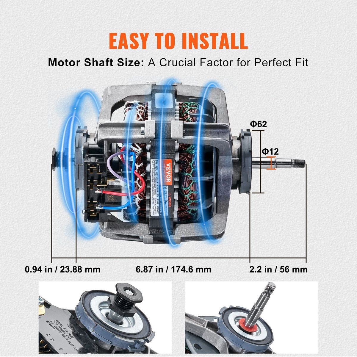 DC31-00055G Dryer Drive Motor, 1/3HP, 1630RPM, Compatible with Samsung Kenmore, Replacement for 40299032011, 40299032012, 59289622, DV330AGB, DV331AEW, DV350AER, DV350AGR