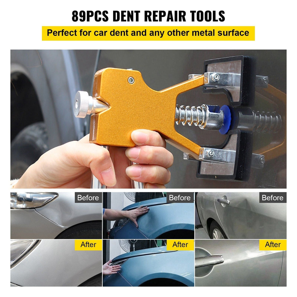 Dent Removal Tool, 98 Pcs Paintless Dent Repair Tools, Led Baffle Board Car Dent Repair Kit, Glue Puller Tabs Dent Puller Kit for Auto Dent Removal, Minor Dents, Door Dings and Hail Damage