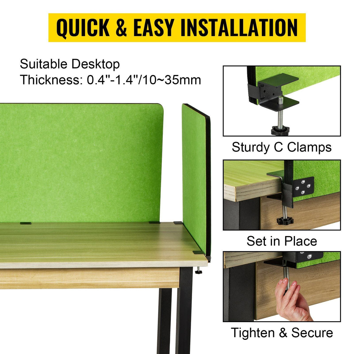 Desk Divider 60''X 24''(1) 24''X 24''(2) Desk Privacy Panel Flexible Mounted Desk Panels Reduce Noise and Visual Distractions for Office Classroom Studying Room (Green)