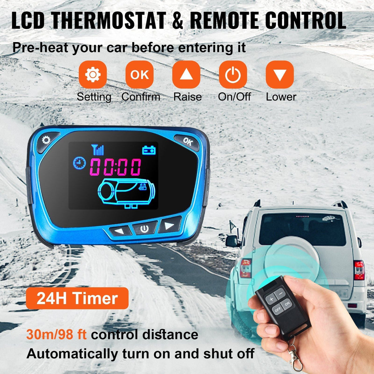 Diesel Air Heater All In one, One Air Outlet, 8KW Diesel Heater 12V, Fast Heating, Diesel Parking Heater with Red LCD Switch, Remote Control For Car, RV Truck, Boat, Campervans and Caravans