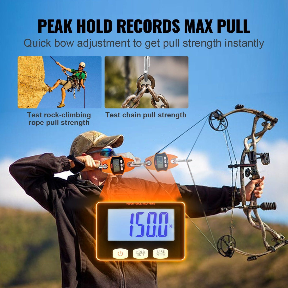 Digital Crane Scale, 880 lbs/400 kg, Industrial Heavy Duty Hanging Scale with Cast Aluminum Case & LCD Screen, Handheld Mini Crane with Hooks for Farm, Hunting, Fishing, Outdoor, Garage (Orange)
