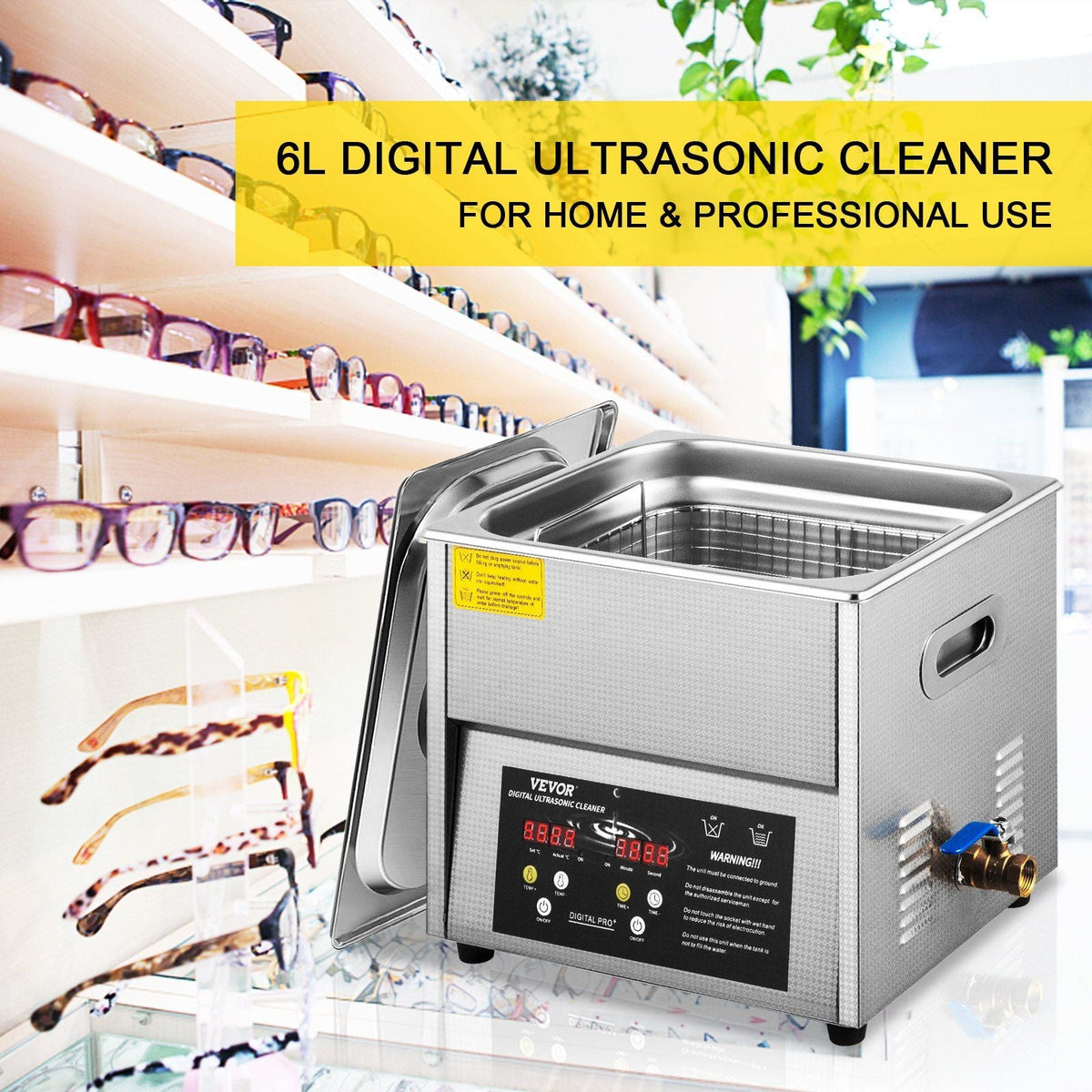 Digital Ultrasonic Cleaner 6L Ultrasonic Cleaning Machine 50kHz 110V Sonic Cleaner Machine 304 Stainless Steel Ultrasonic Cleaner Machine with Heater & Timer for Cleaning Jewelry Glasses Watches