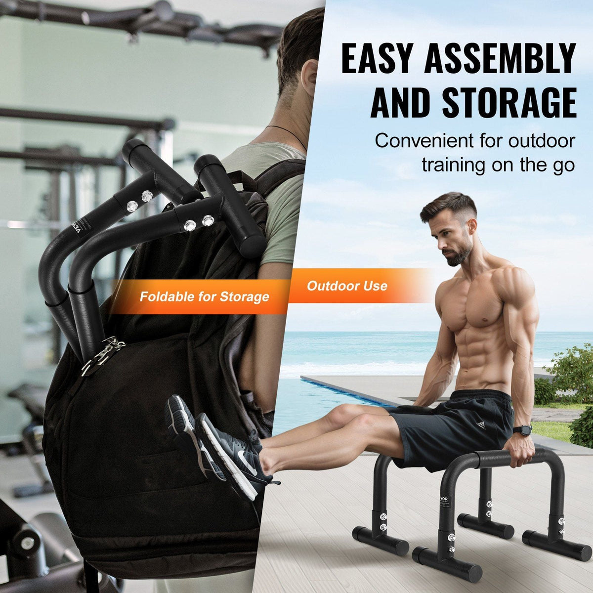 Dip Bars, 500 lbs Weight Capacity, Heave Duty Dip Stand Station, Fitness Workout Dip Bar Station Stabilizer Parallette Push Up Stand, Parallel Bars for Strength Training Home Gym Office Outdoor