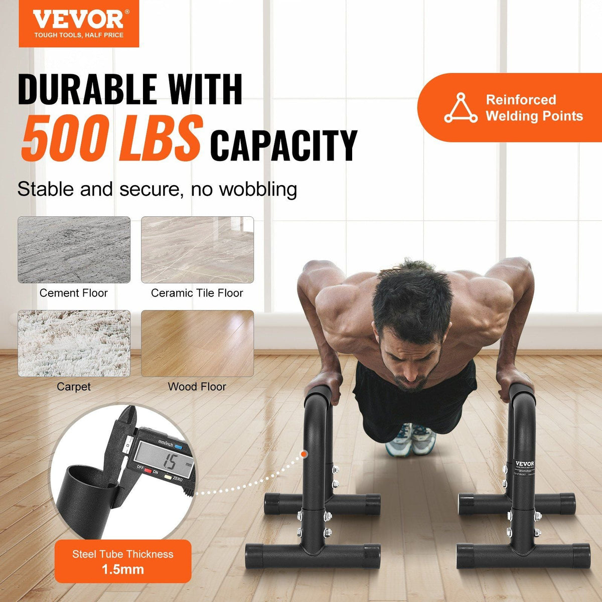 Dip Bars, 500 lbs Weight Capacity, Heave Duty Dip Stand Station, Fitness Workout Dip Bar Station Stabilizer Parallette Push Up Stand, Parallel Bars for Strength Training Home Gym Office Outdoor