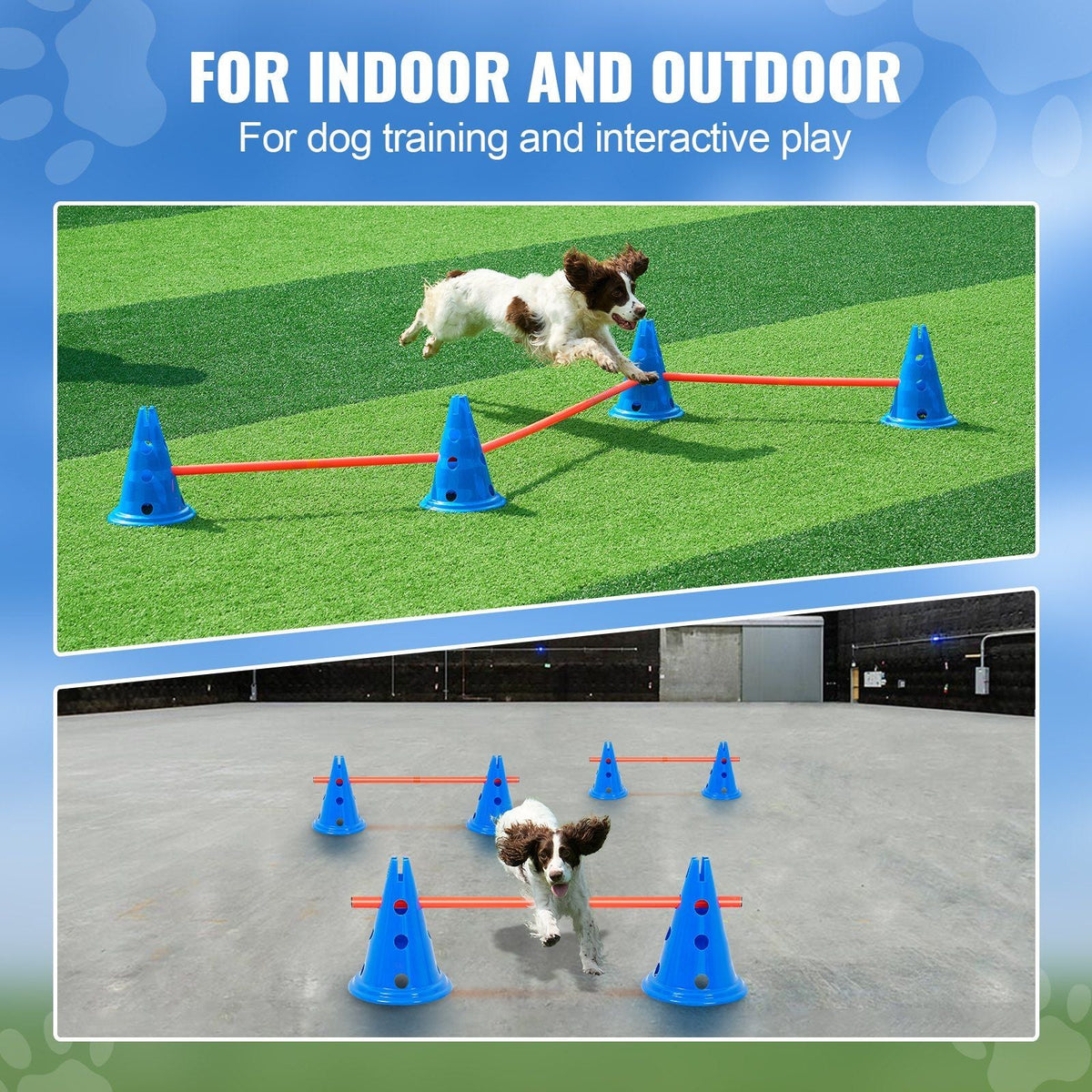 Dog Agility Hurdle Cone Set 6 PCS Kit-12 xCones 6 xAgility Rods with Bag