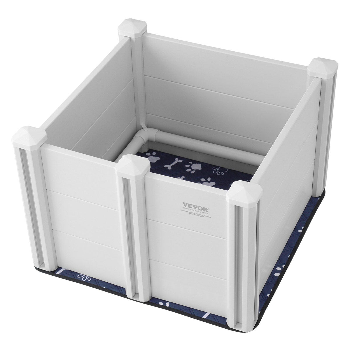 Dog Whelping Box 28.3x28.3x18.1in PVC with Rails Pee Pad for Dogs Puppies