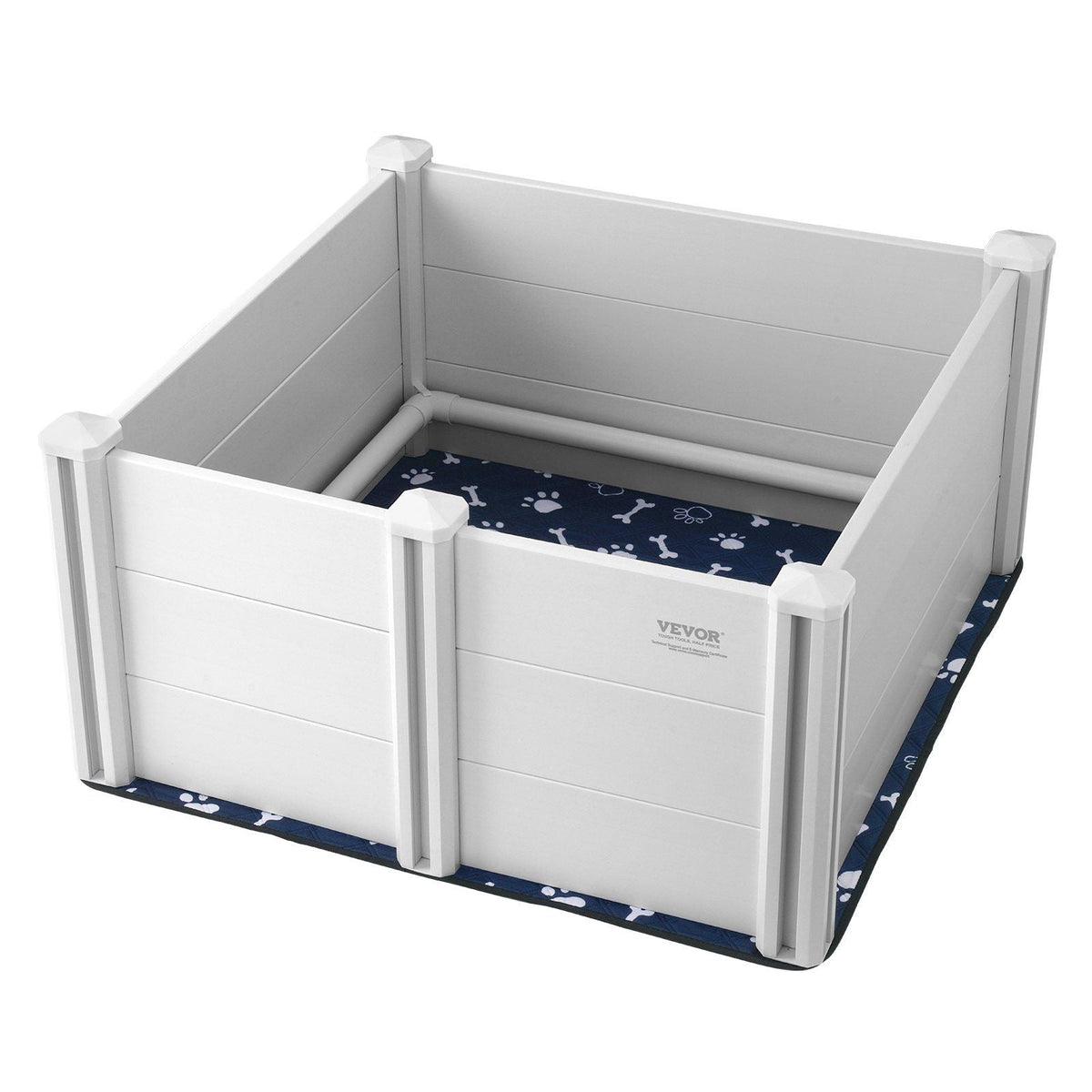 Dog Whelping Box 38.6x38.6x18.1in PVC with Rails Pee Pad for Dogs Puppies