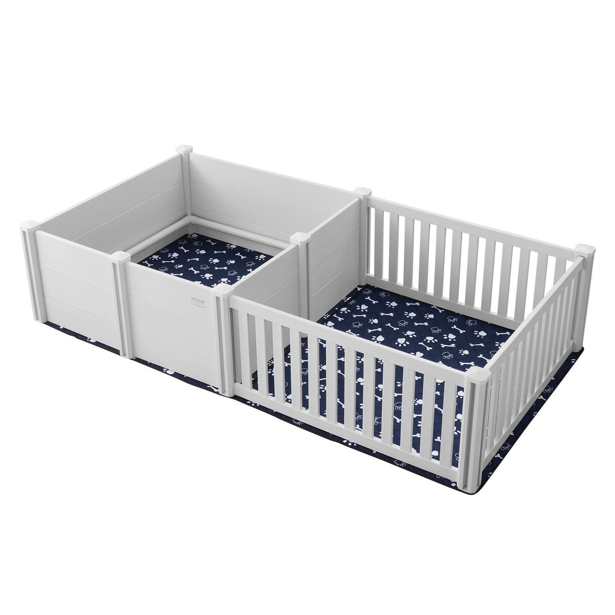 Dog Whelping Box 93.3 x 48.4 x 18.1in Dual Zone PVC with Rails Pee Pad