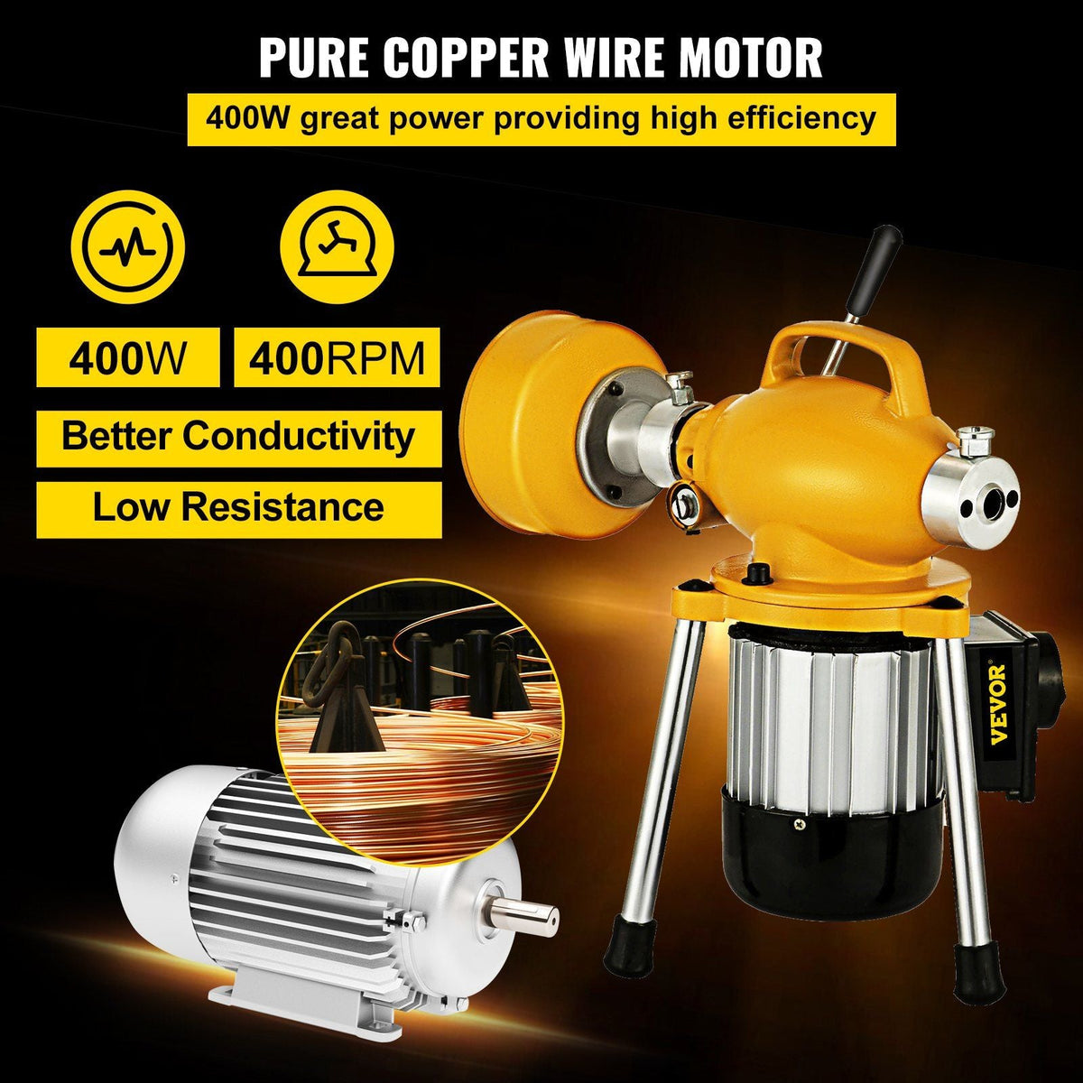 Drain Cleaner Machine, 66Ft x2/3Inch Electric Drain Auger with 2 Cables for 3/4" to 4" Pipes, Power Spin with Autofeed Function & 6 Cutters, Sewer Snake for Toilet Sewer Bathroom Sink Shower