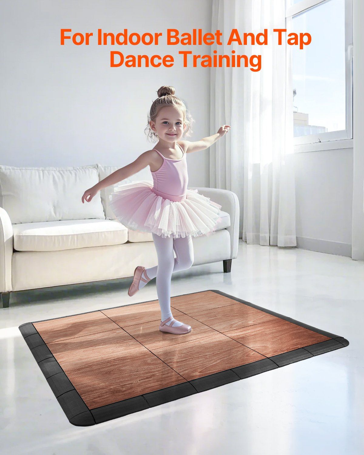 Dryland Tiles for Gym Floor Mat, 12.4 x 12.4 in Interlocking Dance Enthusiasts Training Mat, 9 PCS Interlocking PP+PVC Puzzle Floor Tiles, Brown