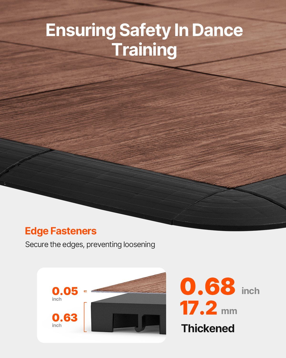 Dryland Tiles for Gym Floor Mat, 12.4 x 12.4 in Interlocking Dance Enthusiasts Training Mat, 9 PCS Interlocking PP+PVC Puzzle Floor Tiles, Brown