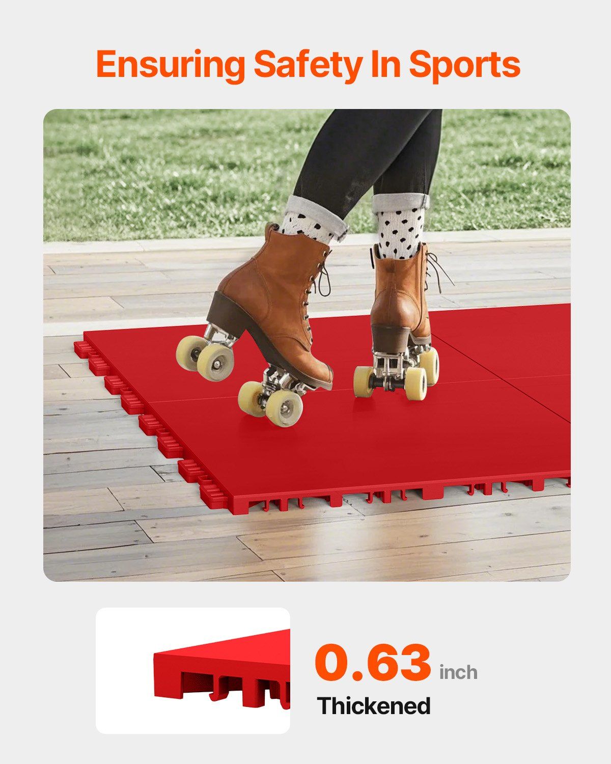 Dryland Tiles for Hockey Floor Mat, 12.4 x 12.4 in Interlocking Versatile Training Surface, 8 PCS Interlocking PP Puzzle Dance Floor Tiles, Hockey Training Equipment Board for Shooting, Red