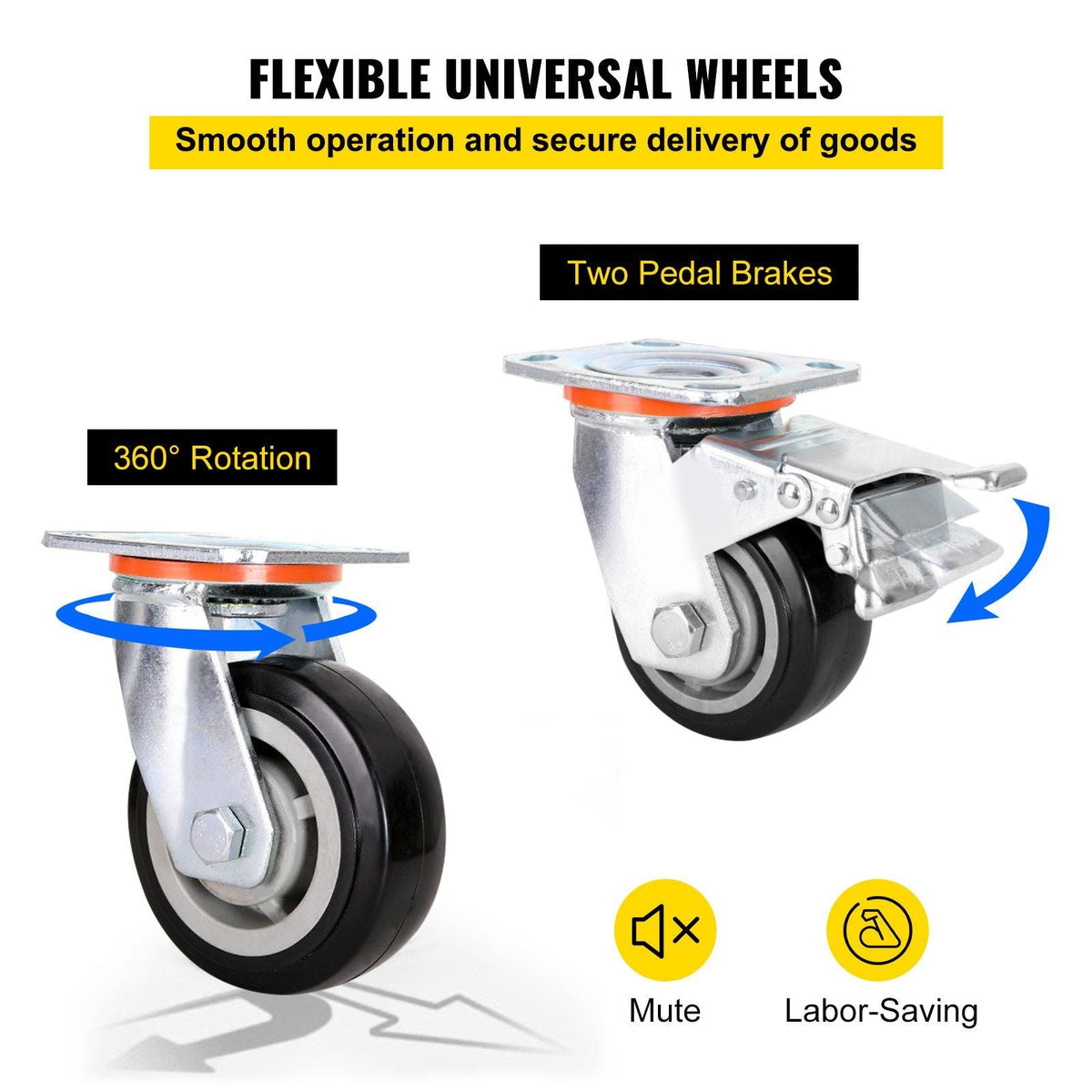 Drywall Cart, 45.3"L × 21.7"W × 31.5"H Drywall Sheet Carts with 2200 LBS/1 Ton Load Capacity, Heavy Duty Plasterboard Trolley w/ Four 5" Wheels, Service Dolly for Handling Sheetrock Sheet Panel