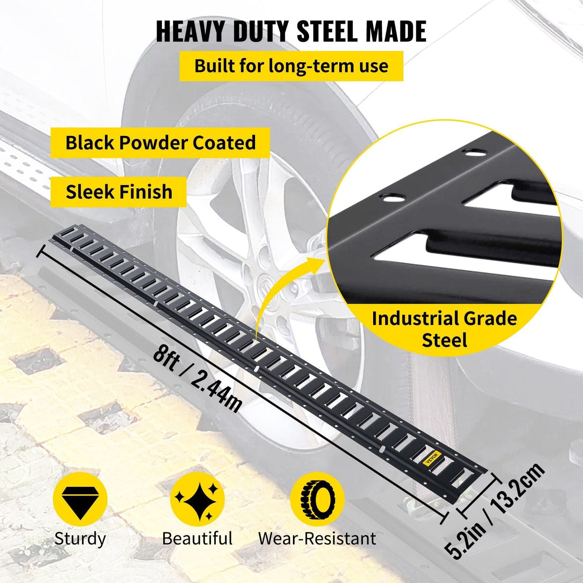 E-Track Tie-Down Rail, 4PCS 8-FT Steel Rails w/Standard 1"x2.5" Slots, Compatible with O and D Rings & Tie-Offs and Ratchet Straps & Hooked Chains, for Cargo and Heavy Equipment Securing