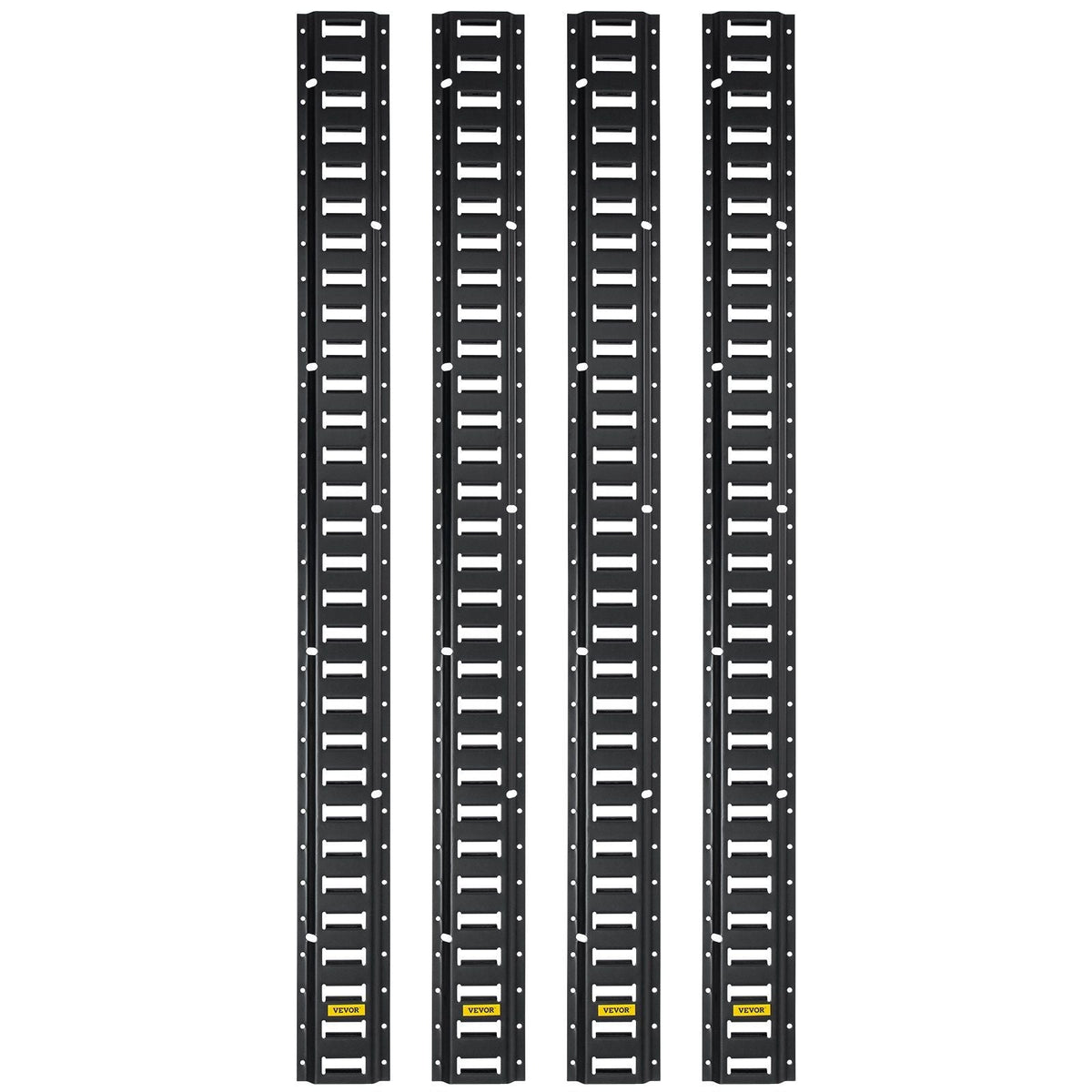E-Track Tie-Down Rail, 4PCS 8-FT Steel Rails w/Standard 1"x2.5" Slots, Compatible with O and D Rings & Tie-Offs and Ratchet Straps & Hooked Chains, for Cargo and Heavy Equipment Securing