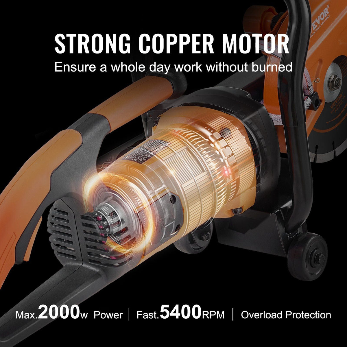 Electric Concrete Saw, 7 in Circular Saw Cutter, 2000 W High Power with Max. 2.5 in Cutting Depth, Wet/Dry Disk Saw Cutter Includes Water Line, Pump and Blade, for Stone, Brick