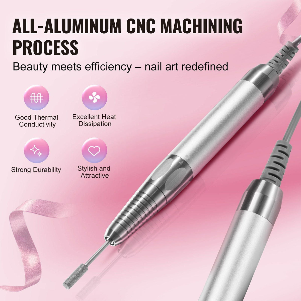 Electric Cordless Nail Drill - with 35000RRM Brushless Motor and Charging Base, Rechargeable Nail E File Machine with 6 Bit & 50PCS Sanding Band for Acrylic Gel Nail, Manicure Pedicure Polishing