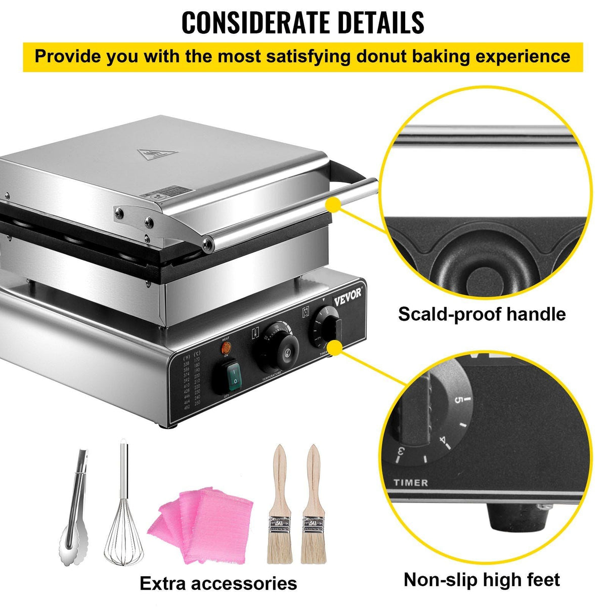 Electric Donut Maker, 9 Holes Commercial Donut Machine, 2000W Electric Doughnut Machine, Double-Sided Heating Commercial Donut Maker, for Home & Commercial Use with Non-stick Teflon Coating