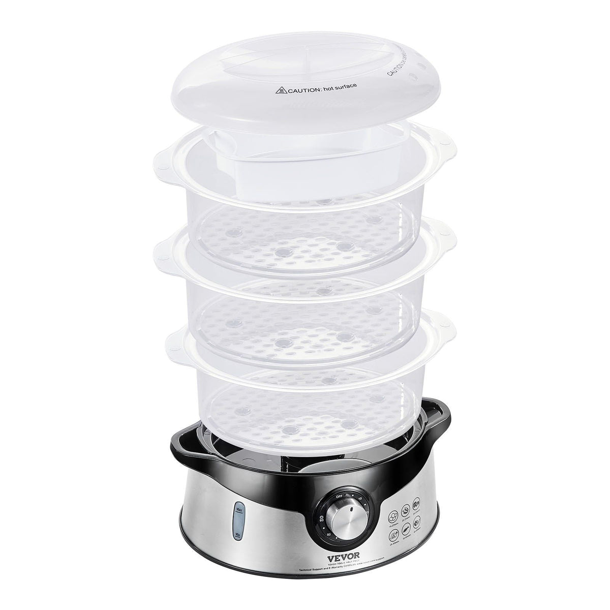 Electric Food Steamer, 9.5Qt/9L Electric Vegetable Steamer with 3-Tier Stackable Trays, 800W Food-Grade Food Steamer for Cooking with 60-Min Timer, Auto Shut-Off and Boil Dry Protection
