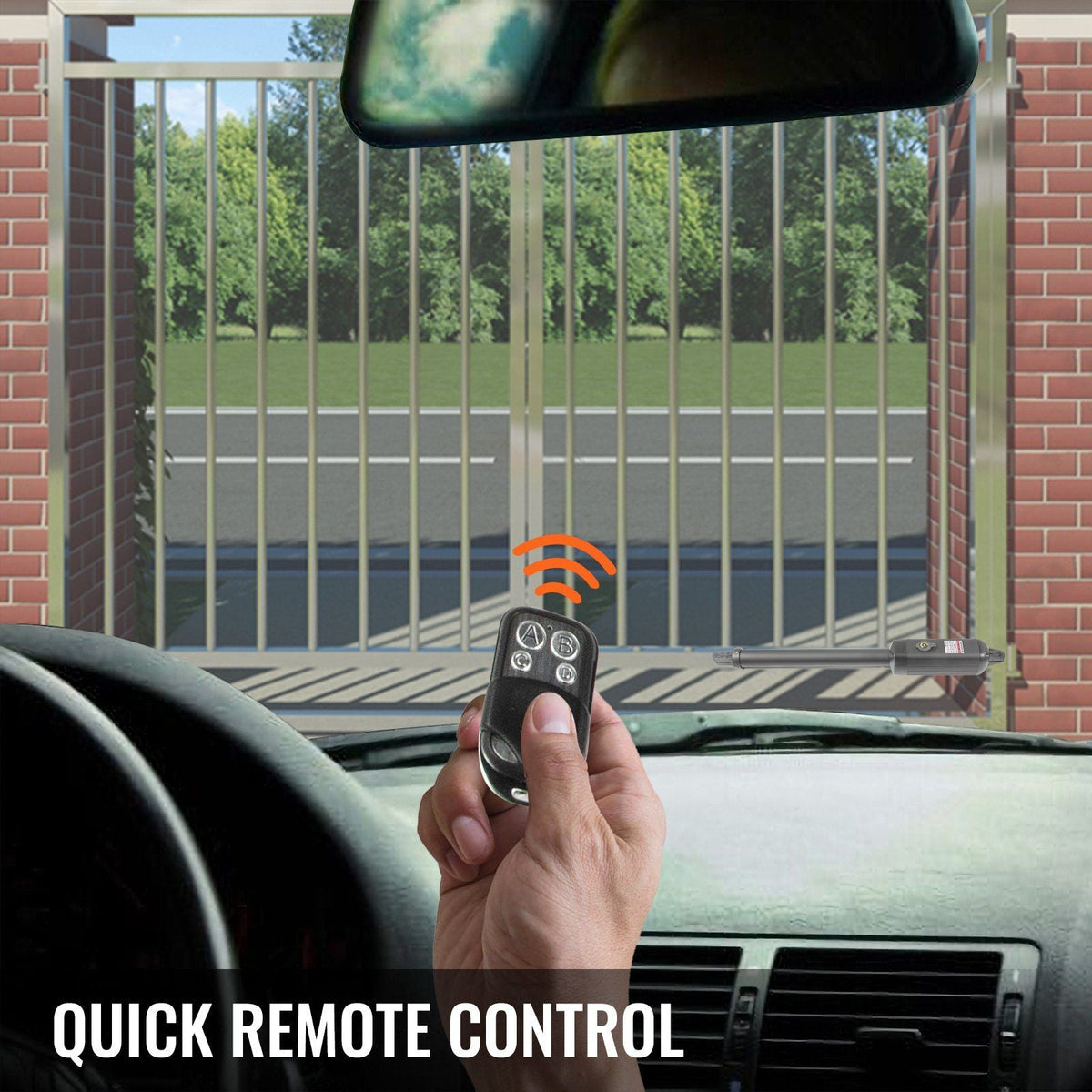 Electric Gate Opener, Single Swing Gate Opener 16 mm/s Speed 80W Automatic Gate Openers with Remote Complete Kit Push/Pull-to-Open Up to 838 lbs & 18ft Door Opener for Chain Link Garage Farm