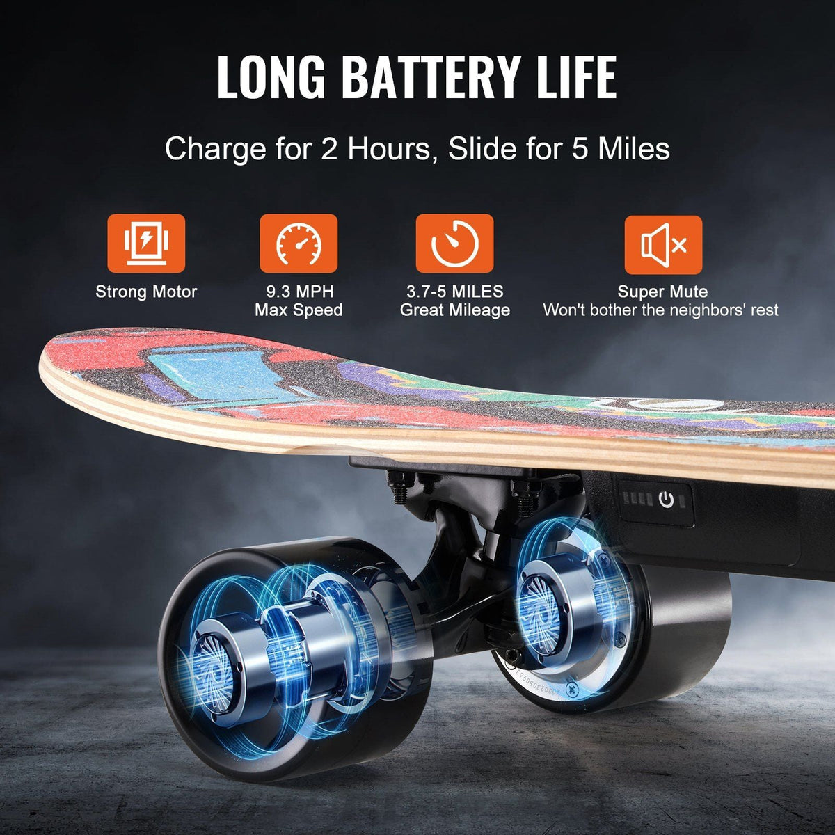 Electric Longboard Skateboard with Control 5 Miles Range for Adults Kids