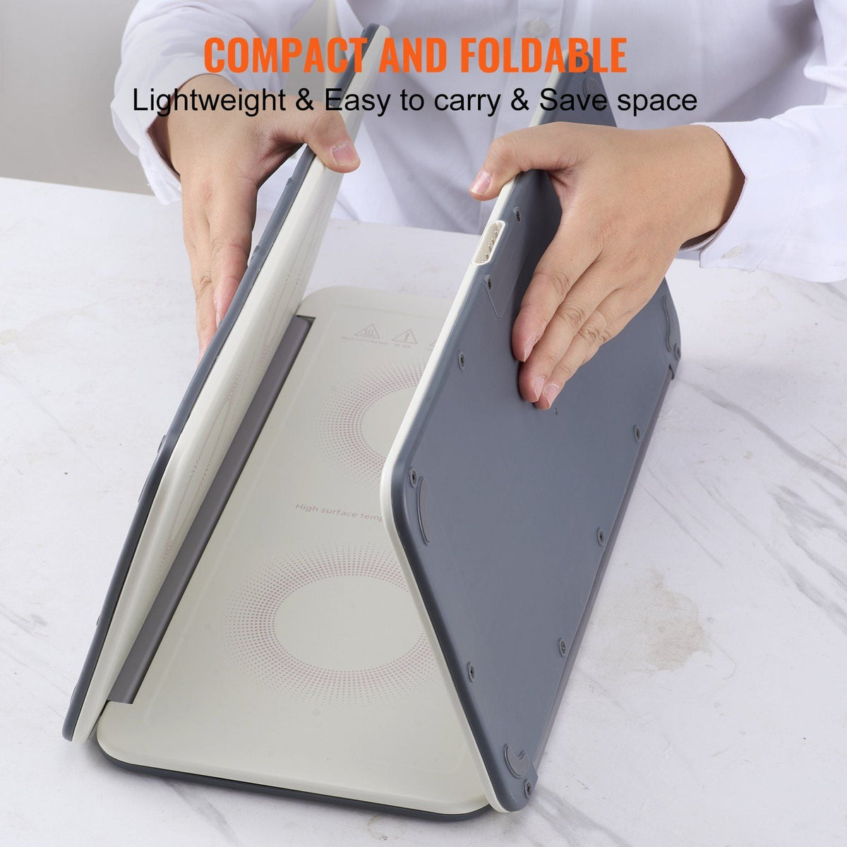 Electric Warming Tray, 18.9" x 10.2" Portable Cold Rolled Sheet Heating Tray with Temperature Control (35-100°C), Perfect for Catering, House, Parties, Events, Entertaining and Holiday, White