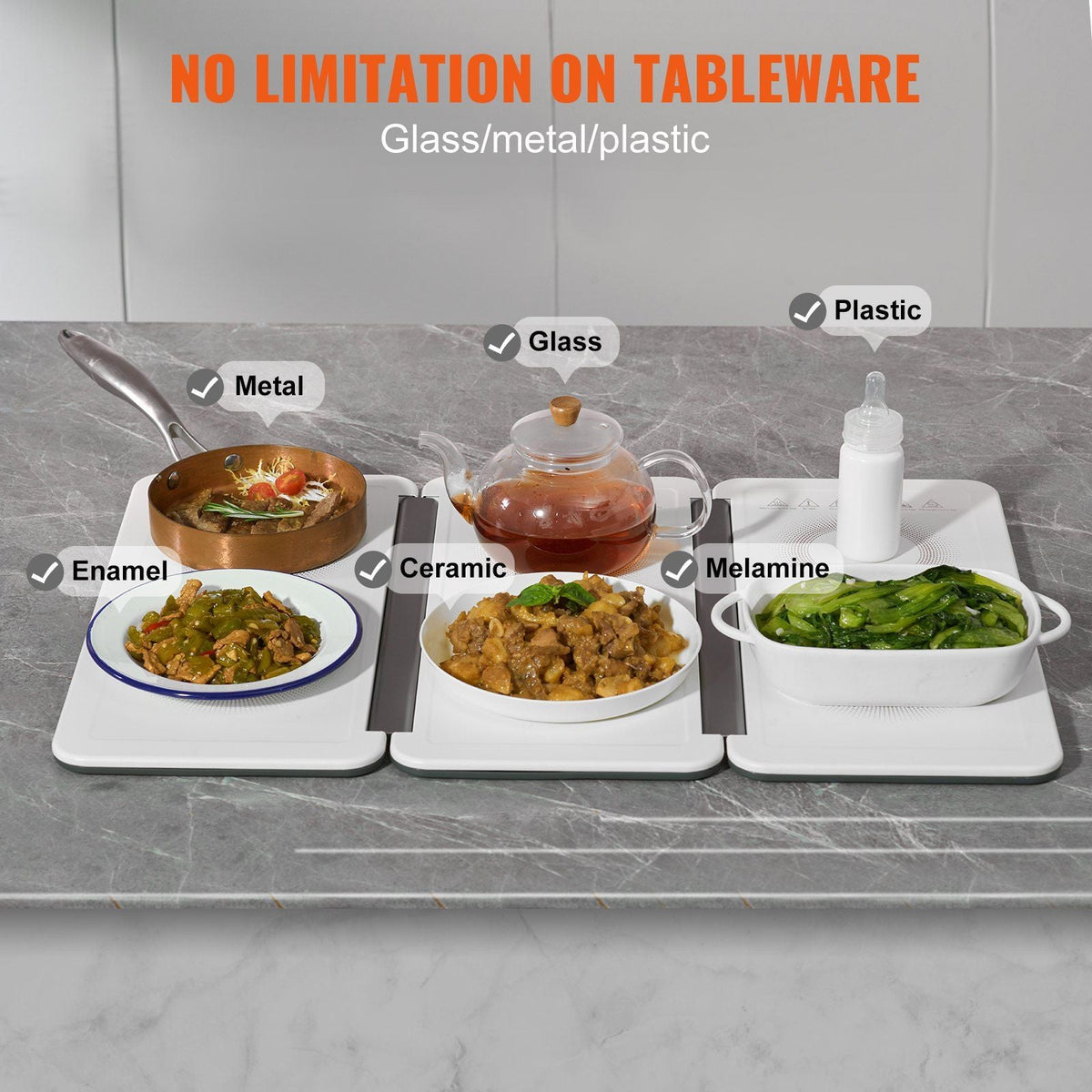 Electric Warming Tray, 18.9" x 10.2" Portable Cold Rolled Sheet Heating Tray with Temperature Control (35-100°C), Perfect for Catering, House, Parties, Events, Entertaining and Holiday, White