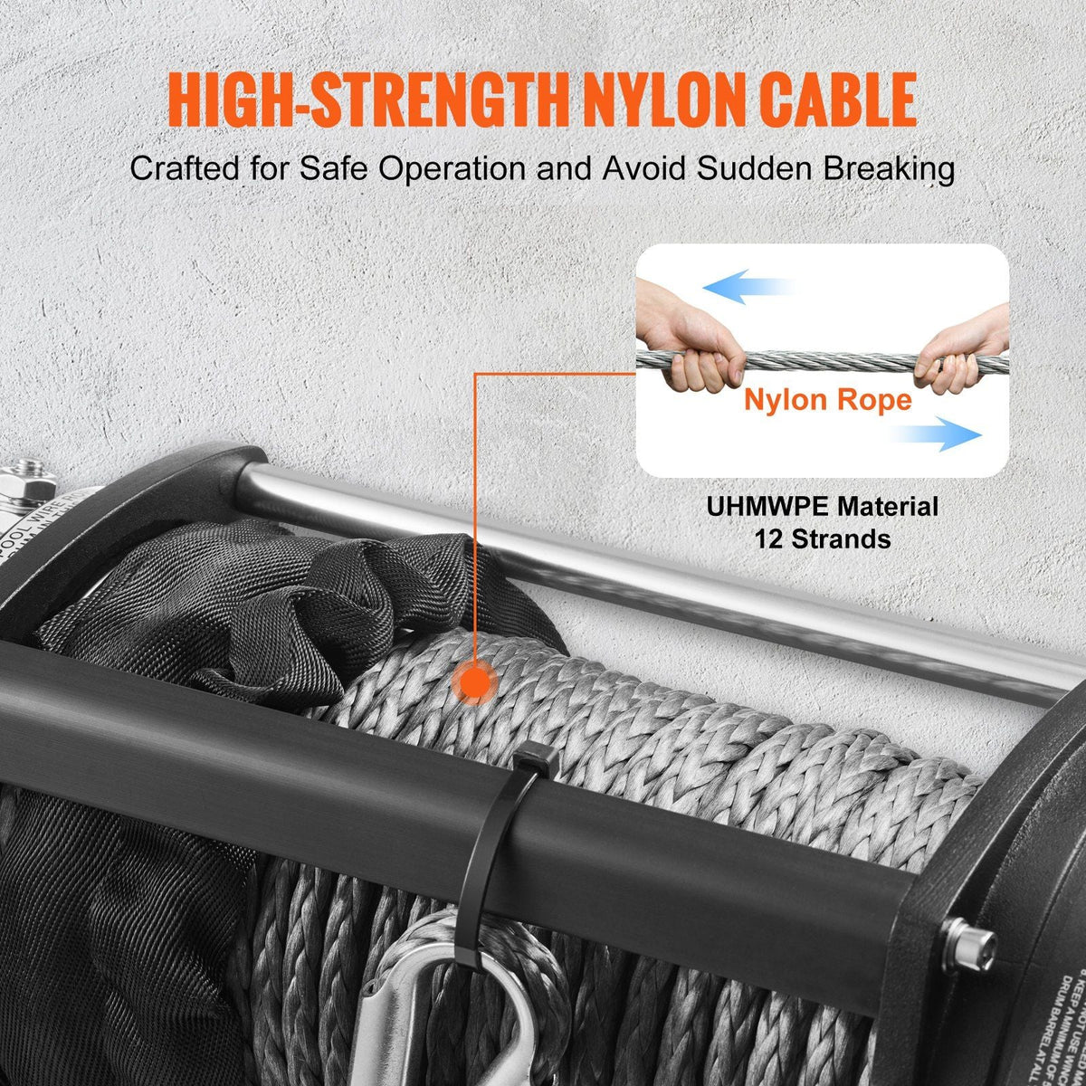 Electric Winch, 12V 13,000 lb Load Capacity Nylon Rope Winch, IP67 3/8' x 85ft ATV Winch with Wireless Handheld Remote & Hawse Fairlead for Towing Jeep Off-Road SUV Truck Car Trailer Boat