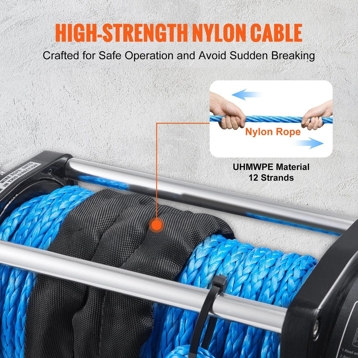Electric Winch, 12V 8000 lb Load Capacity Nylon Rope Winch, IP67 7/20' x 85ft ATV Winch with Wireless Handheld Remote & Hawse Fairlead for Towing Jeep Off-Road SUV Truck Car Trailer Boat