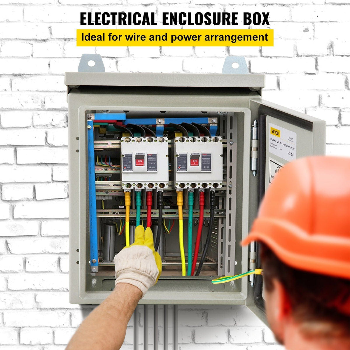 Electrical Enclosure, 12x10x6", Tested to UL Standards NEMA 4 Outdoor Enclosure, IP65 Waterproof & Dustproof Cold-Rolled Carbon Steel Hinged Junction Box for Outdoor Indoor Use, with Rain H