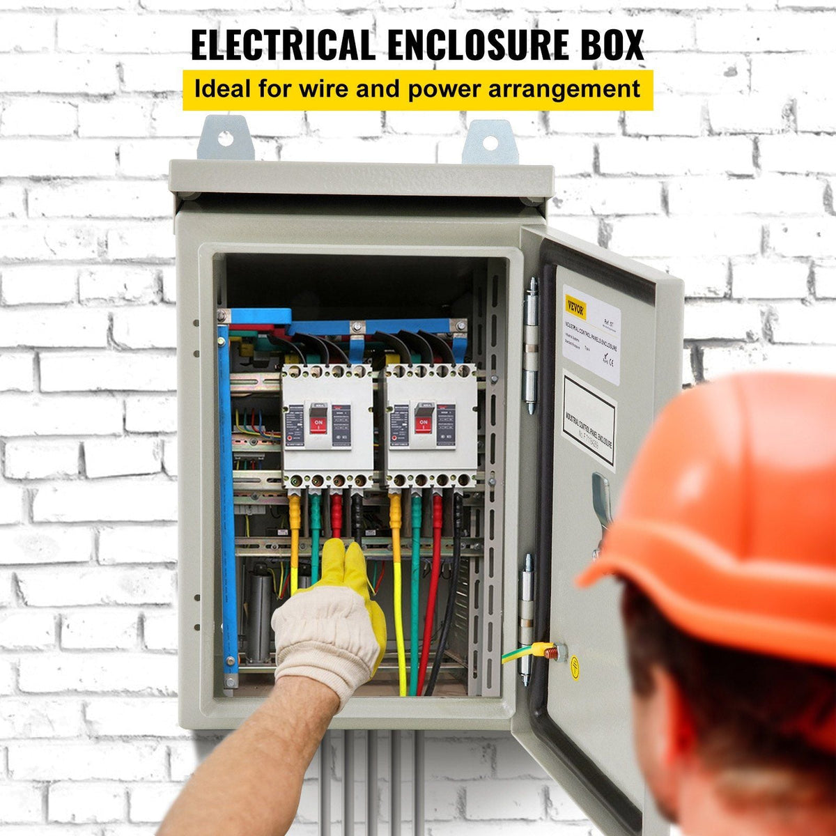 Electrical Enclosure, 12x8x8in, Tested to UL Standards NEMA 4 Outdoor Enclosure, IP65 Waterproof & Dustproof Cold-Rolled Carbon Steel Hinged Junction Box for Outdoor Indoor Use, with Rain Hood