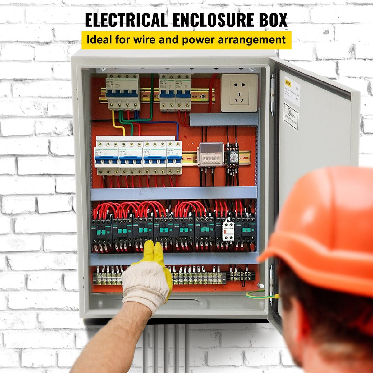 Electrical Enclosure, 20x12x10in, Tested to UL Standards NEMA 4 Outdoor Enclosure, IP65 Waterproof & Dustproof Cold-Rolled Carbon Steel Hinged Junction Box for Outdoor Indoor Use, with Rain Hood
