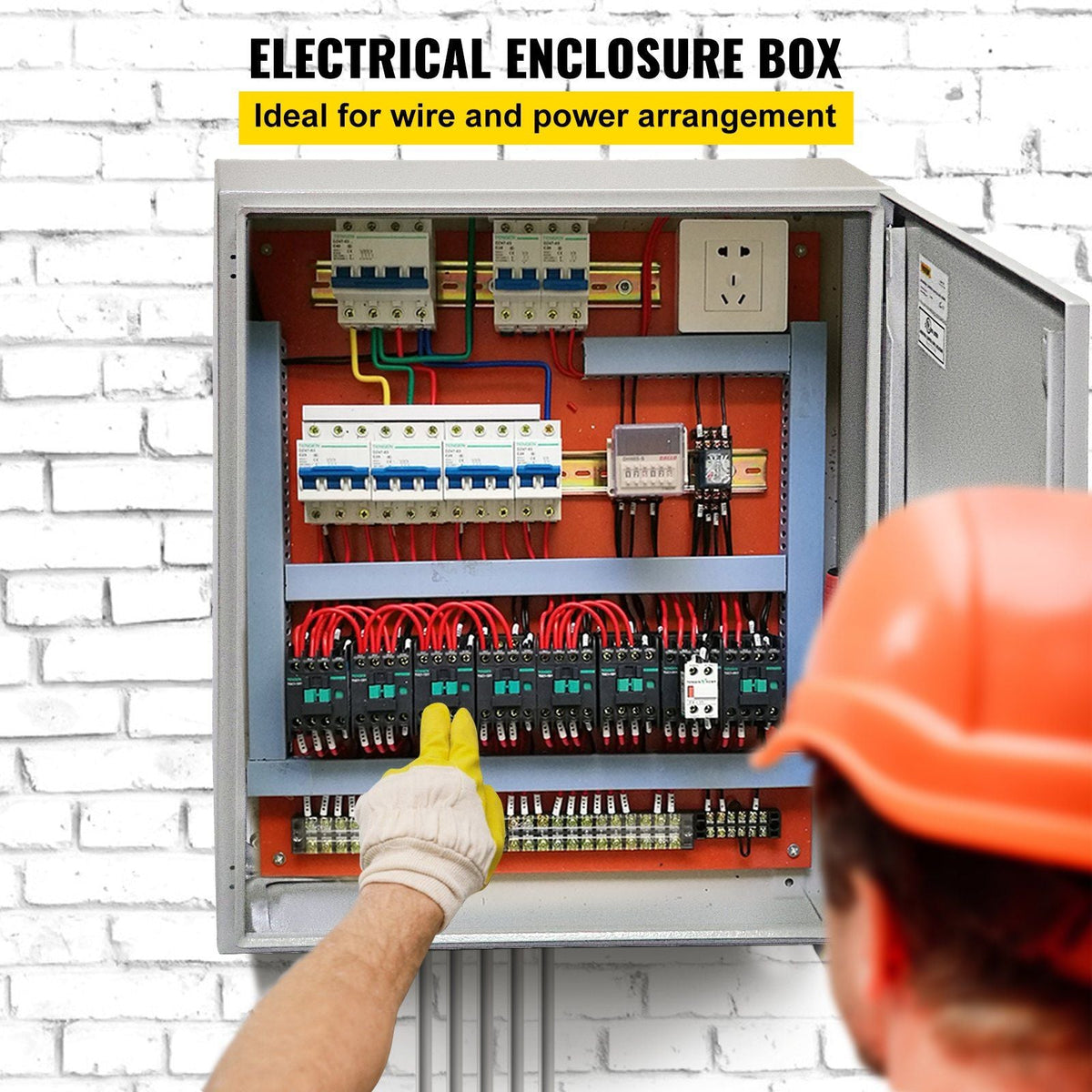 Electrical Enclosure, 20x20x6in, Tested to UL Standards NEMA 4 Outdoor Enclosure, IP65 Waterproof & Dustproof Cold-Rolled Carbon Steel Hinged Junction Box for Outdoor Indoor Use, with Rain Hood