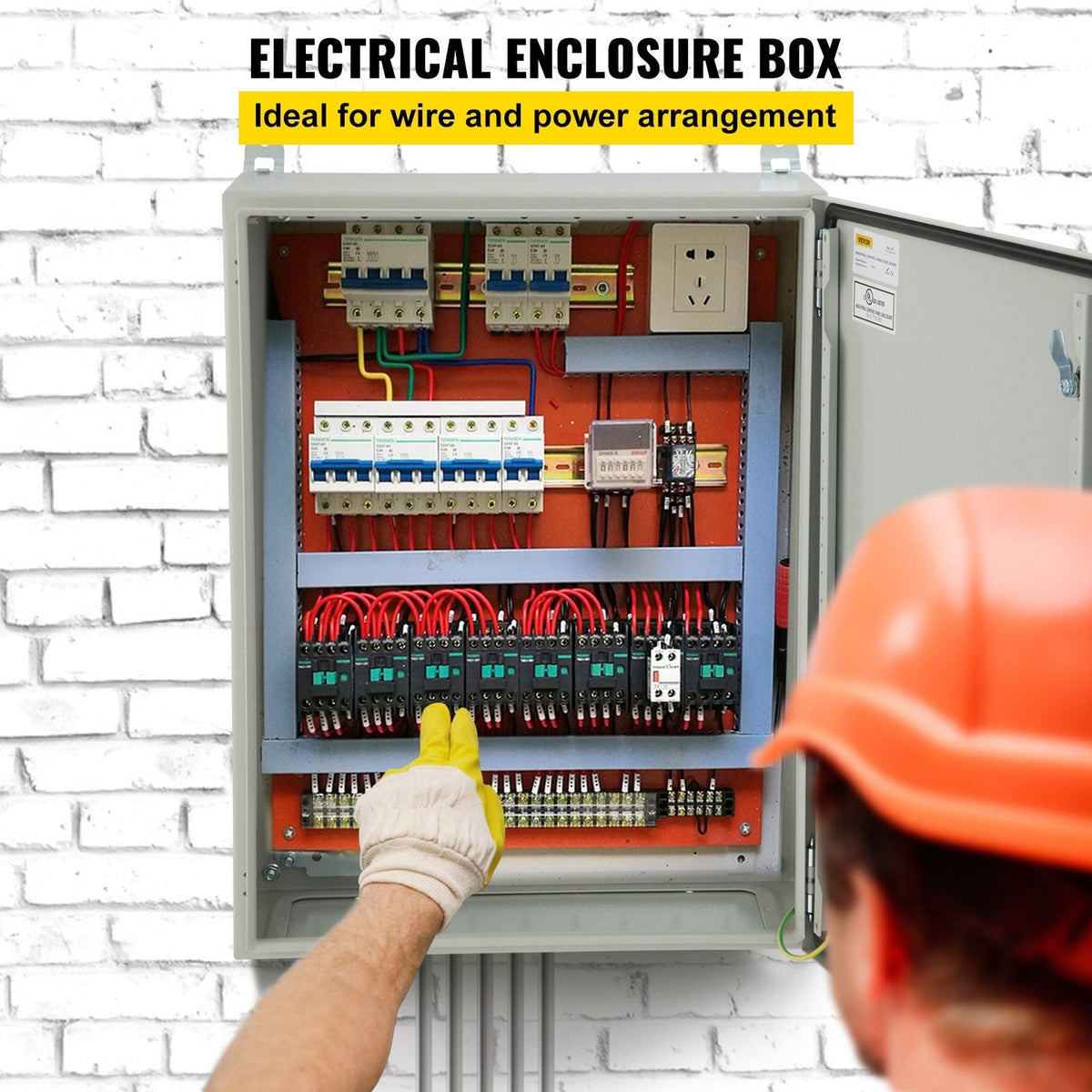 Electrical Enclosure, 24"x16"x12", Tested to UL Standards NEMA 4 Outdoor Enclosure, IP65 Waterproof & Dustproof Cold-Rolled Carbon Steel Hinged Junction Box for Outdoor Indoor Use, with Rain
