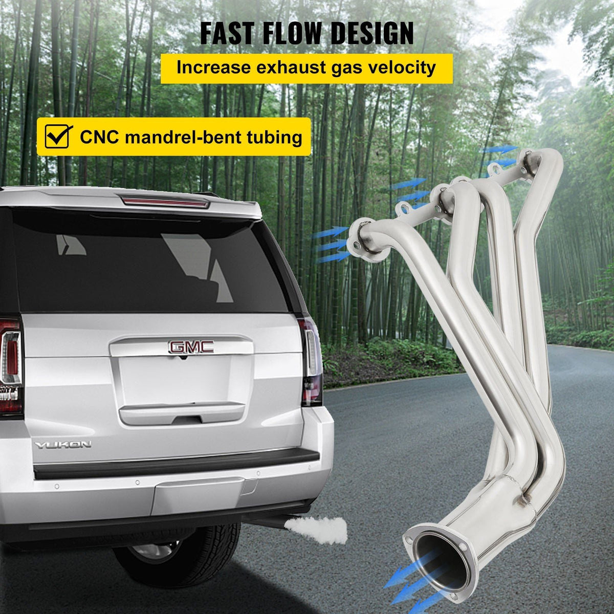 Exhaust Header Stainless Steel Long Tube Exhaust Header Polished Manifold Header For Chevy 283 302 305 307 327 350 400 Long Tube Exhaust Header