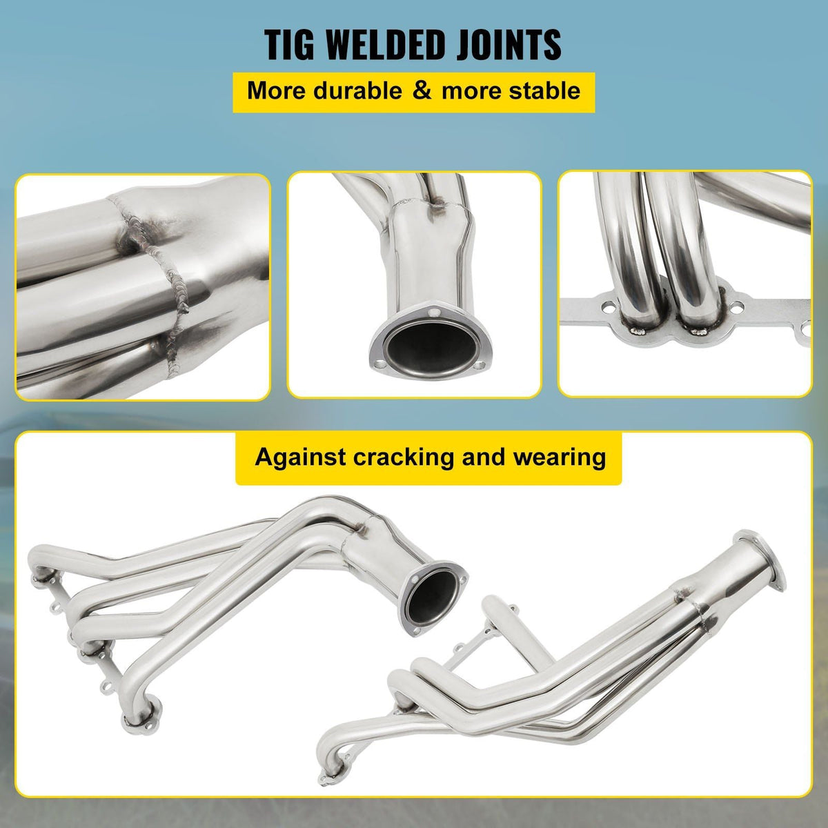 Exhaust Header Stainless Steel Long Tube Exhaust Header Polished Manifold Header For Chevy 283 302 305 307 327 350 400 Long Tube Exhaust Header