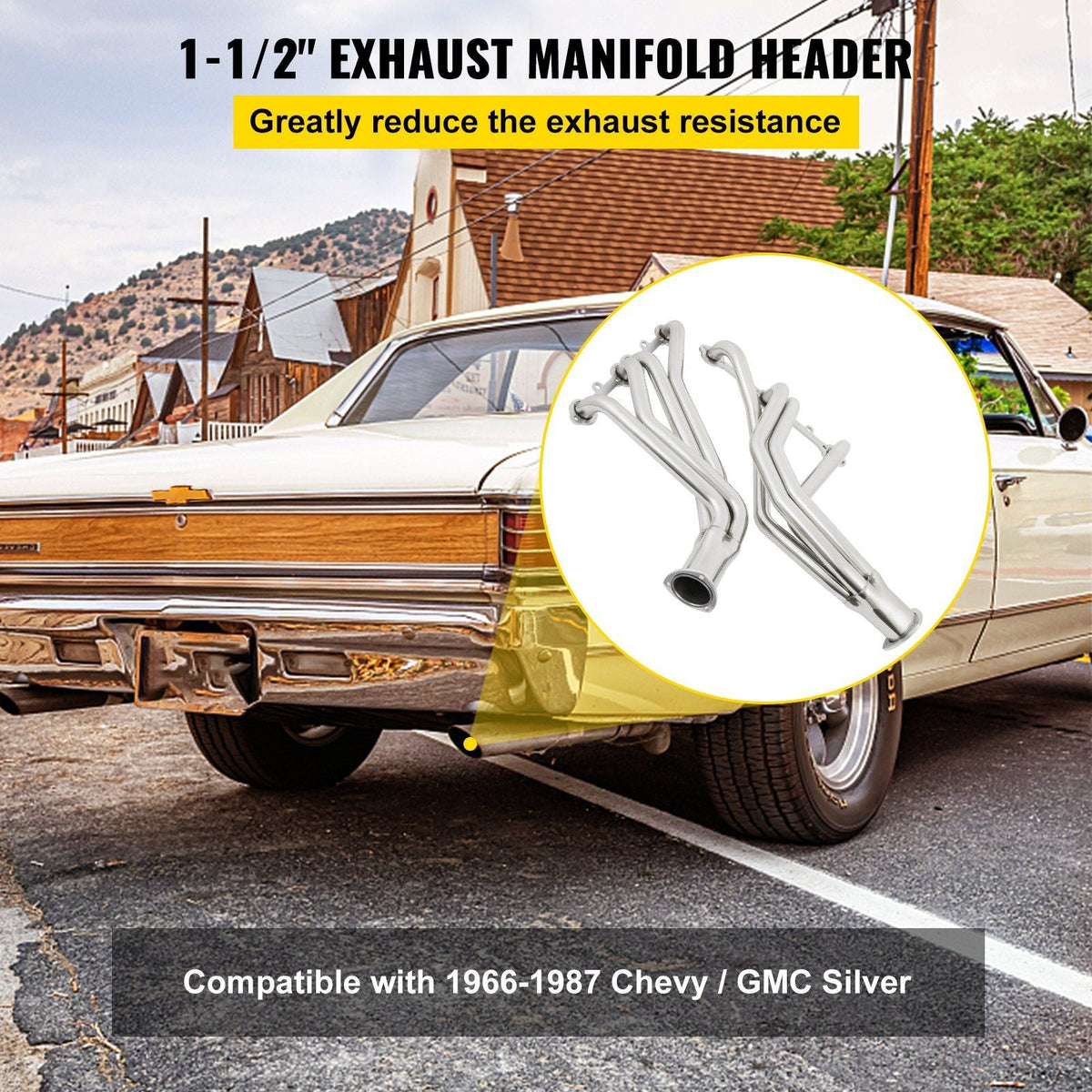 Exhaust Header Stainless Steel Long Tube Exhaust Header Polished Manifold Header For Chevy 283 302 305 307 327 350 400 Long Tube Exhaust Header