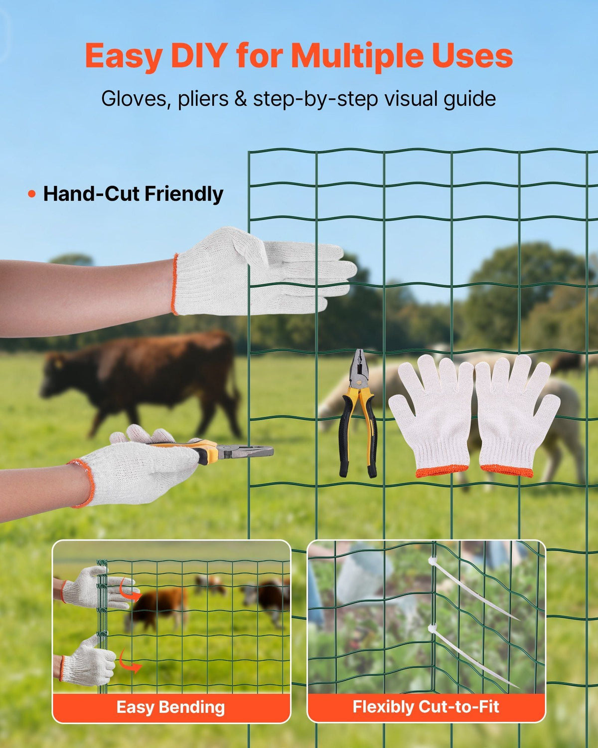 Farm Fence, 39 x 787 in, 4 x 4 in Mesh 2.1mm Galvanized Steel Wire Fencing for Cattle, Hog & Sheep, Heavy Duty Vinyl Coated Livestock Fence for Animal Enclosures, Cage Wire, Garden Fences, Green