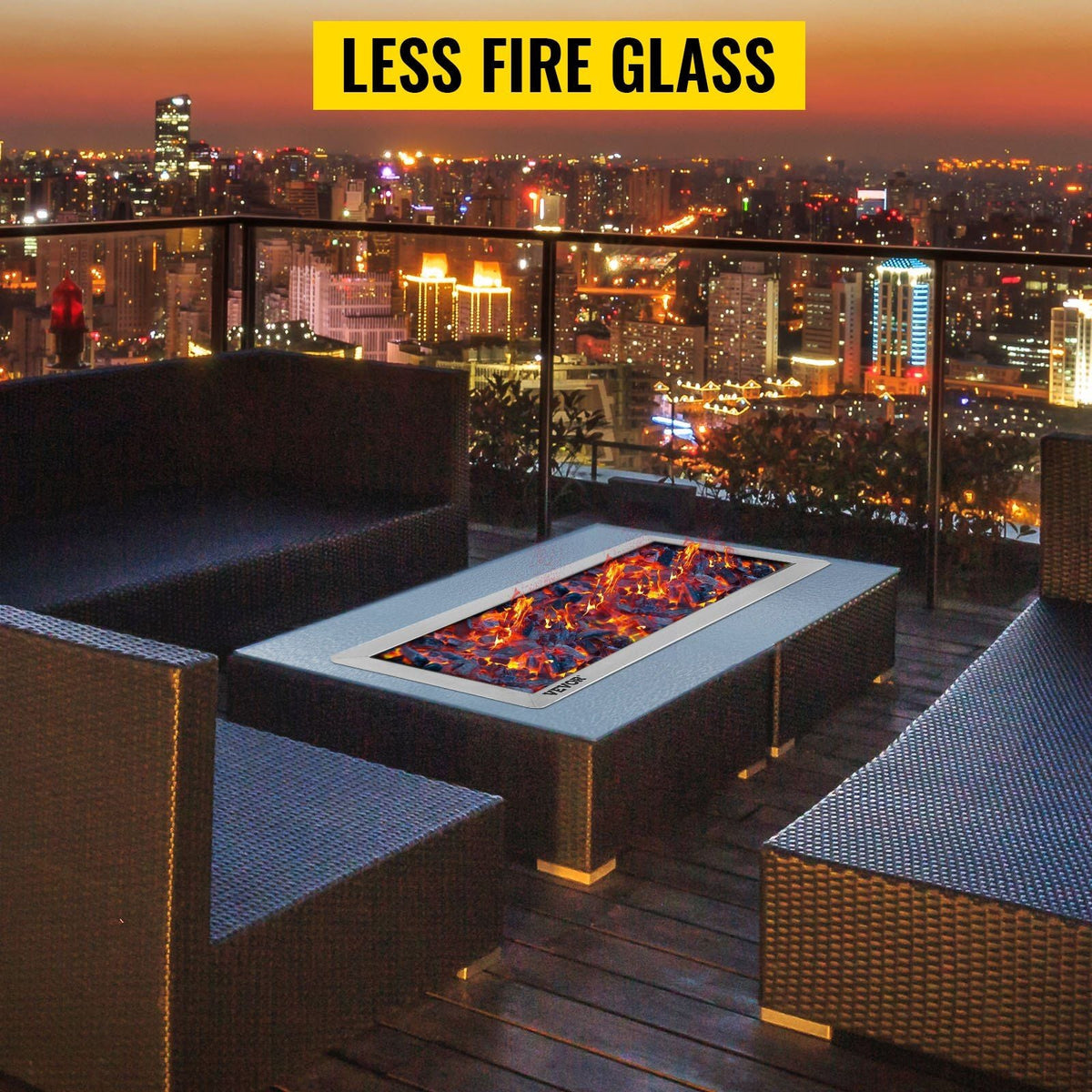 Fire Pit Pan 31.5x12 Inch, Stainless Steel Rectangular Fire Pit Pan and Burner, Built-in Fire Pit Pan with H-Burner, 90K BTU