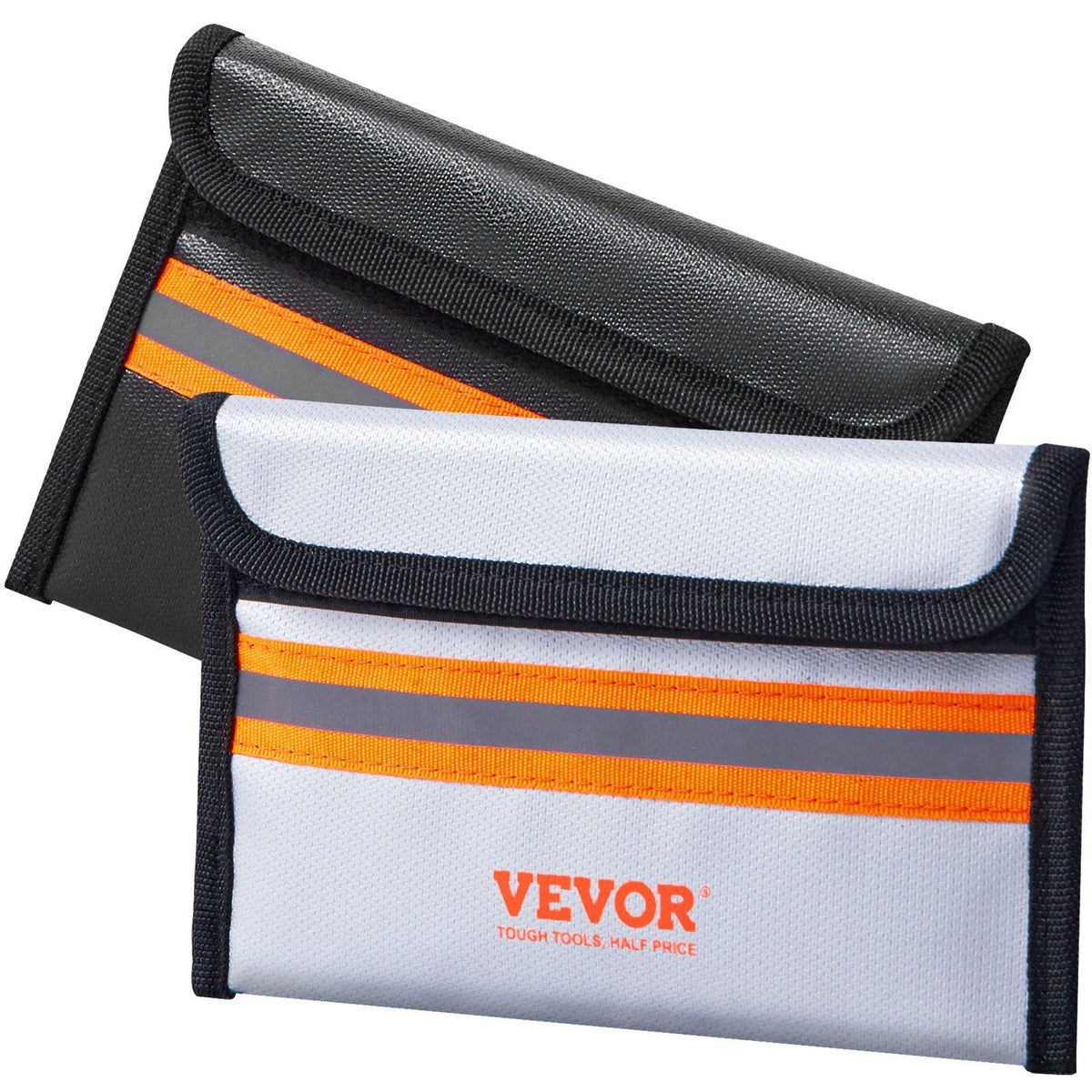 Fireproof Document Bag, 2 pcs 8"x5" Fireproof Money Bag 2000°F, Fireproof and Waterproof Bag with Zipper and Reflective Strip, for Money, Documents, Jewelry and Passport