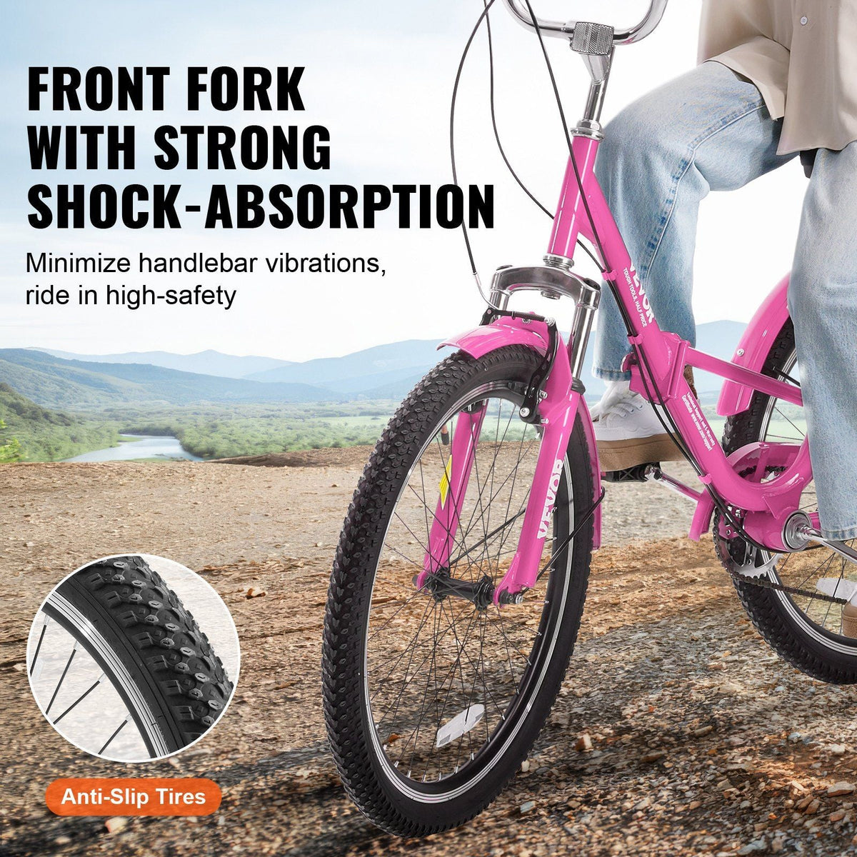 Folding Adult Tricycle, 24-Inch 7-Speed Adult Folding Trikes, Carbon Steel 3 Wheel Cruiser Bike with Basket & Adjustable Seat, Shopping Picnic Foldable Tricycles for Women, Men, Seniors (Pink)