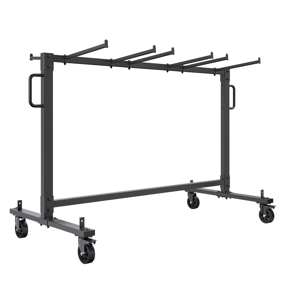 Folding Chair Cart, Single Layer Mobile Stackable Chair Dolly, Storage Rack Trolley with 265 Lbs Capacity to Store 42 Chairs, Heavy Duty Iron Chairs Holder with 4 Casters, 2 Elastic Cords, Cover