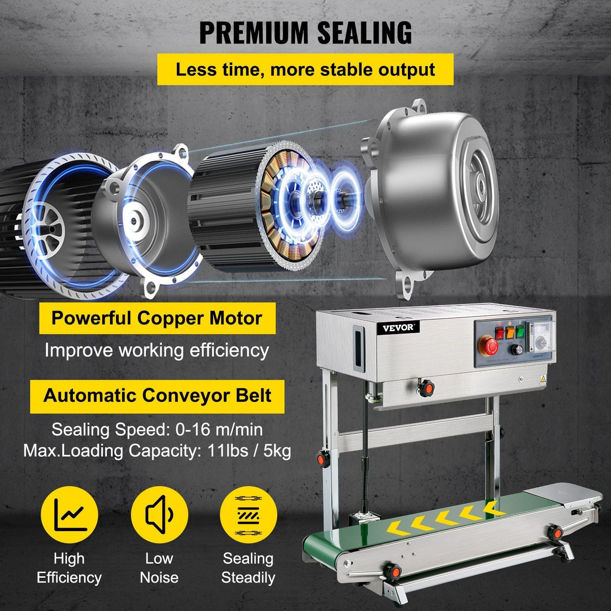 FR-770 Continuous Band Sealer, Automatic Band Sealer with Digital Temperature Control, (Vertical)